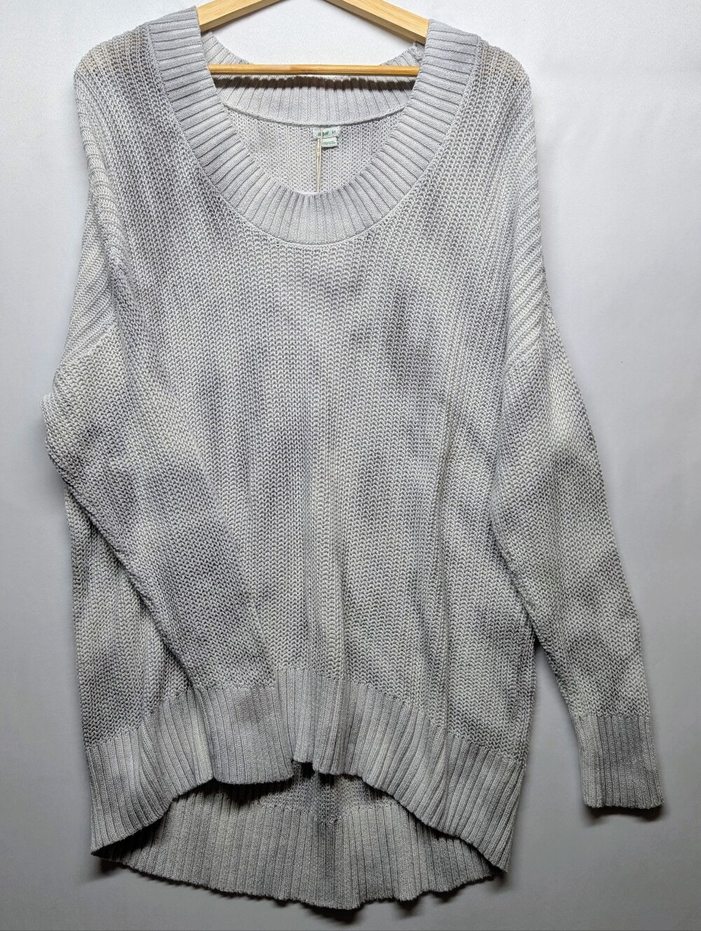 aerie Oversize Light Gray Scoop Neck Knit Sweater